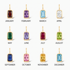 Emerald Cut Birthstone Pendant Charm