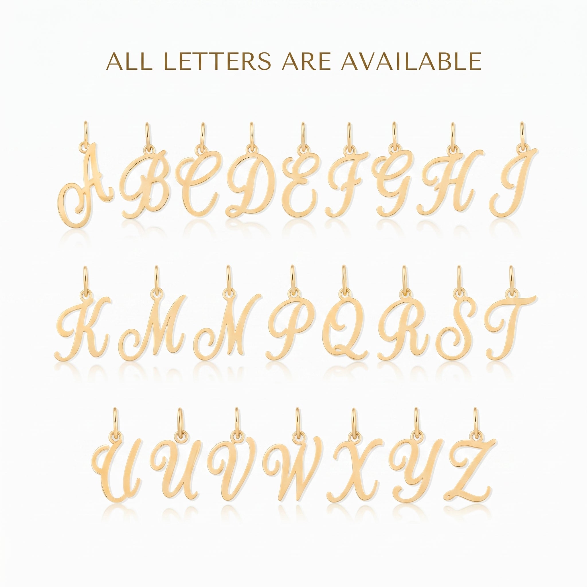 Personalized Script Initial Letter Charm, A to Z