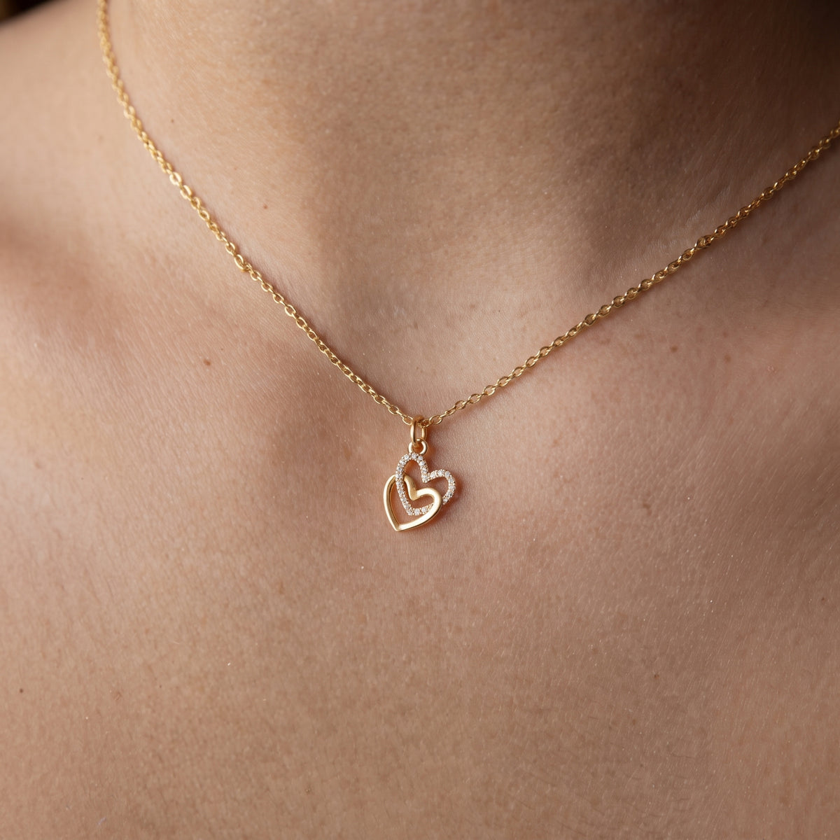 Interlocking Pave Heart Pendant