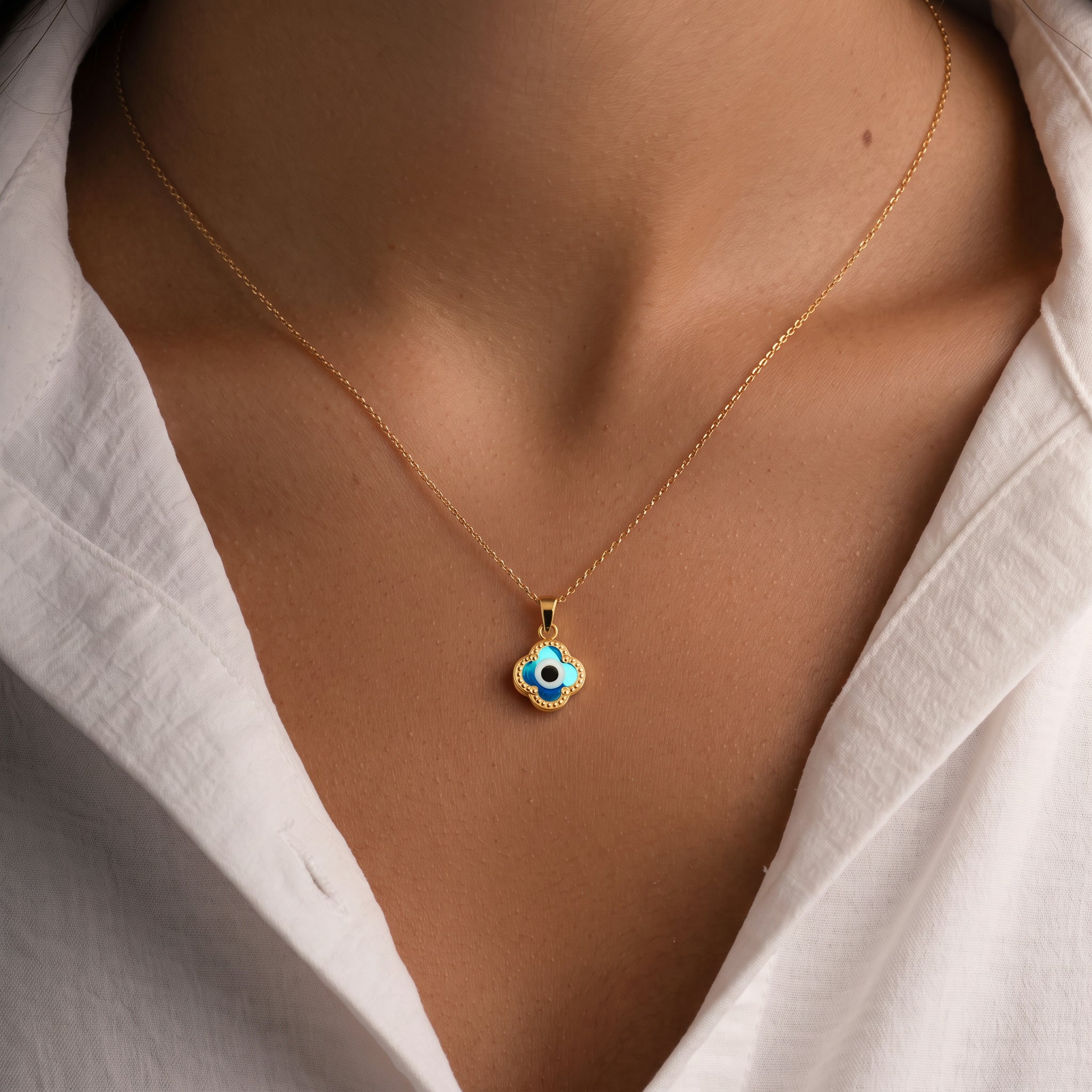 Evil Eye Clover Pendant