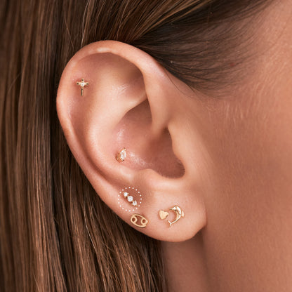 Tube Gold CZ Trio Stud - 18G