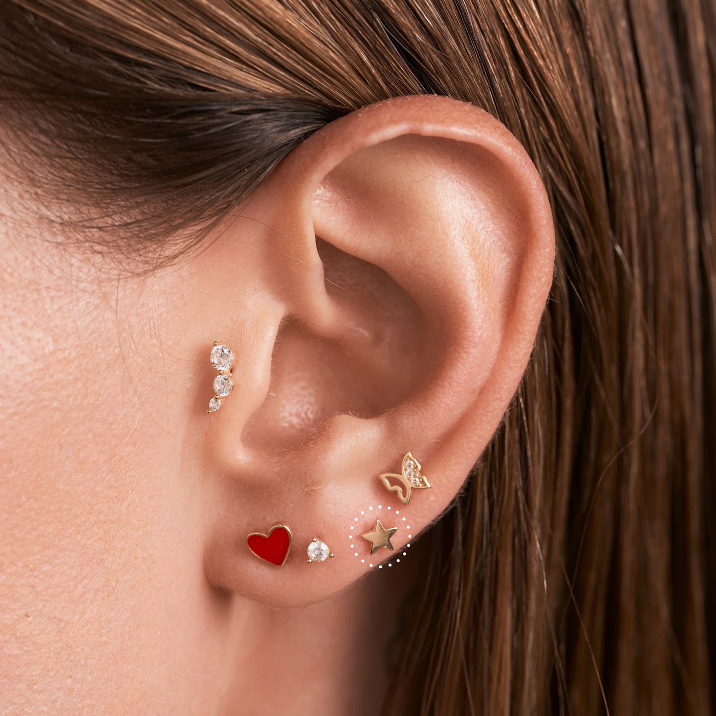 Star Flat Back Labret Piercing for Cartilage