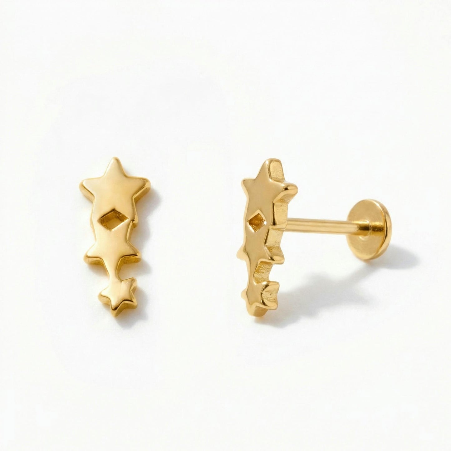 Shooting Star Gold Ear Piercing Stud