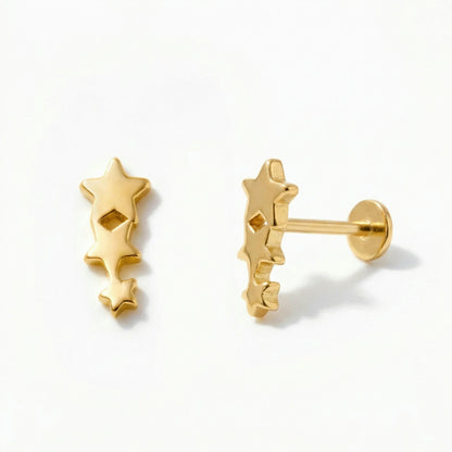 Shooting Star Gold Ear Piercing Stud