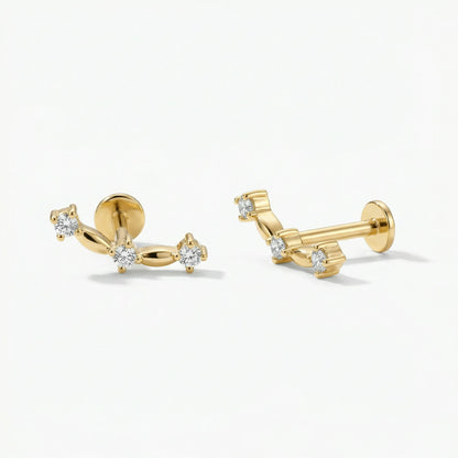 Comet CZ Bar Earring