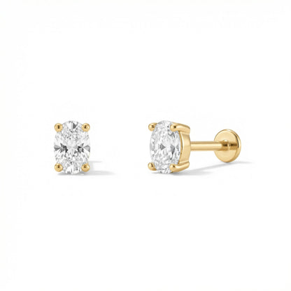 Oval CZ Flat Back Stud Earring