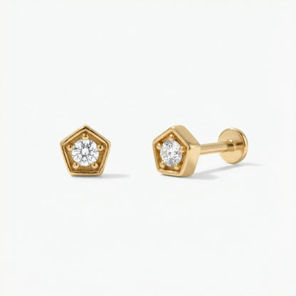Pentagon Piercing Stud Earring