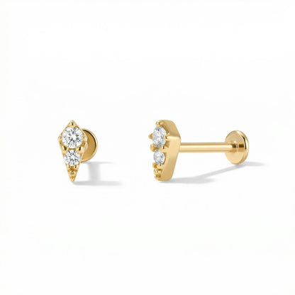 Triple Stone Flat Back Piercing Stud