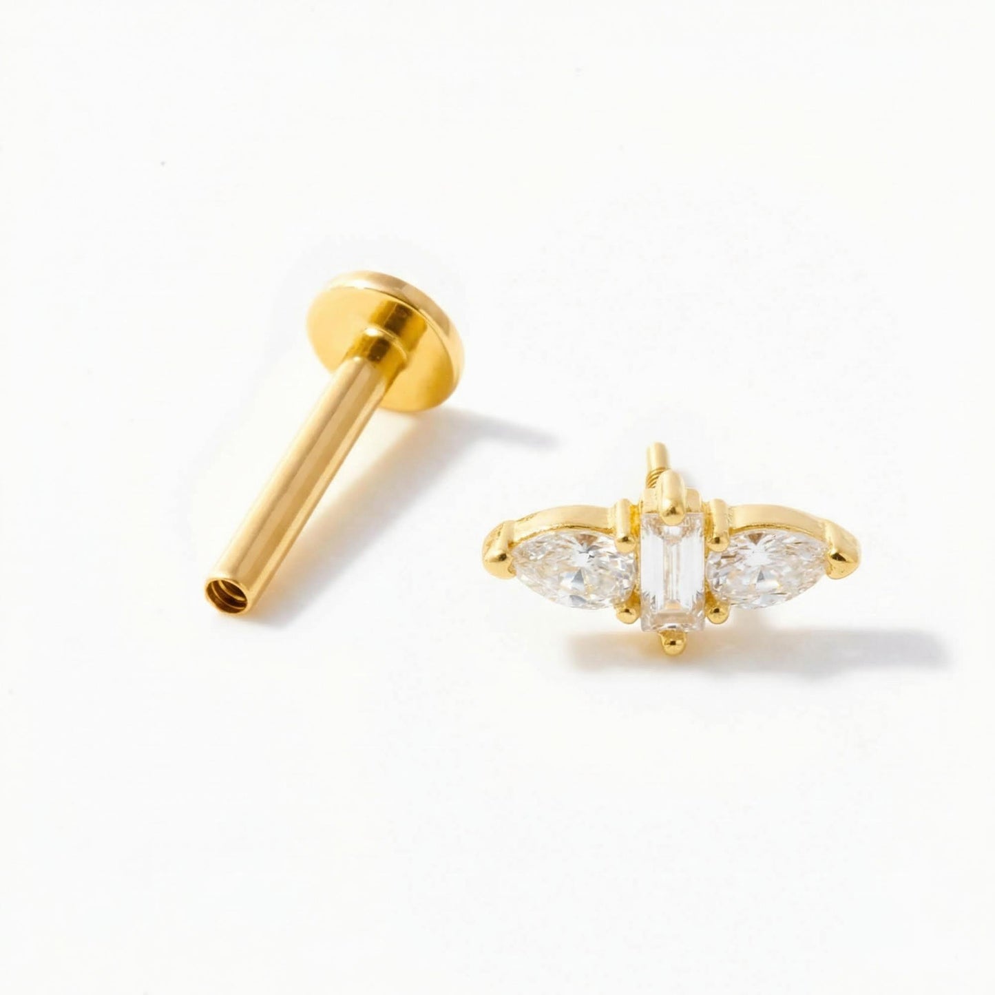 Marquise and Baguette CZ Cluster Piercing Stud Earring