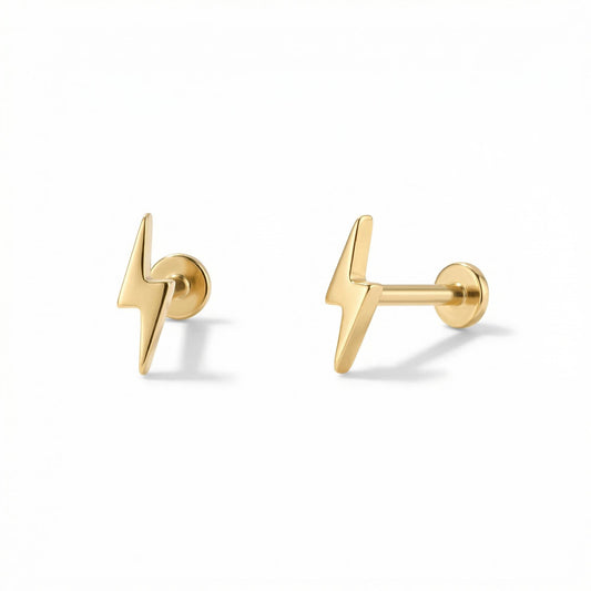 Lightning Bolt Threaded Stud Earring