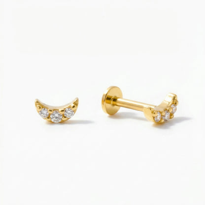 Crescent Moon Threaded Stud Earring