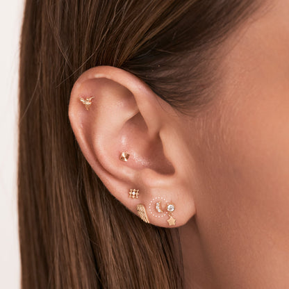Crescent Moon Threaded Stud Earring