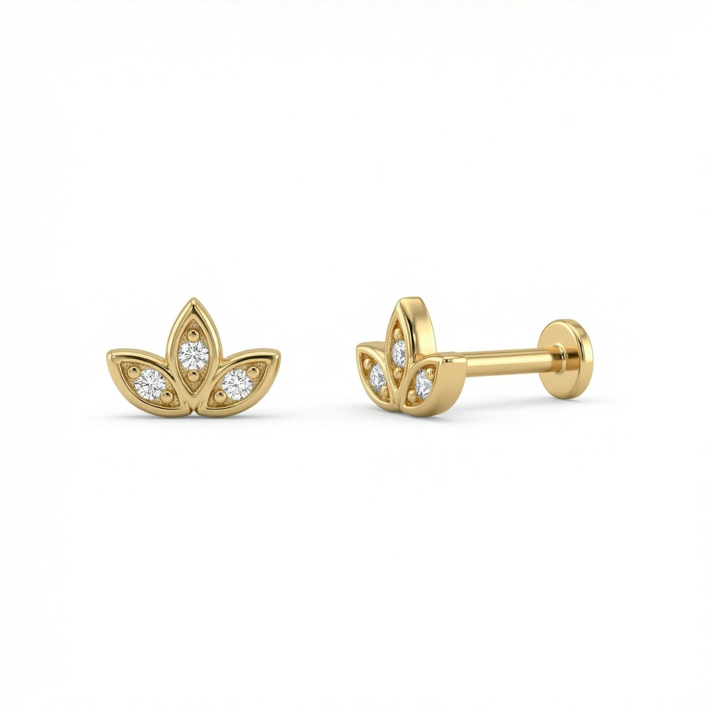 Triple Leaf Flat Back Stud