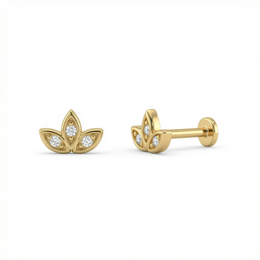 Triple Leaf Flat Back Stud