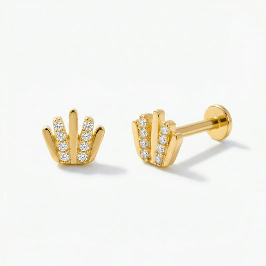 Crown Threaded Stud Earring