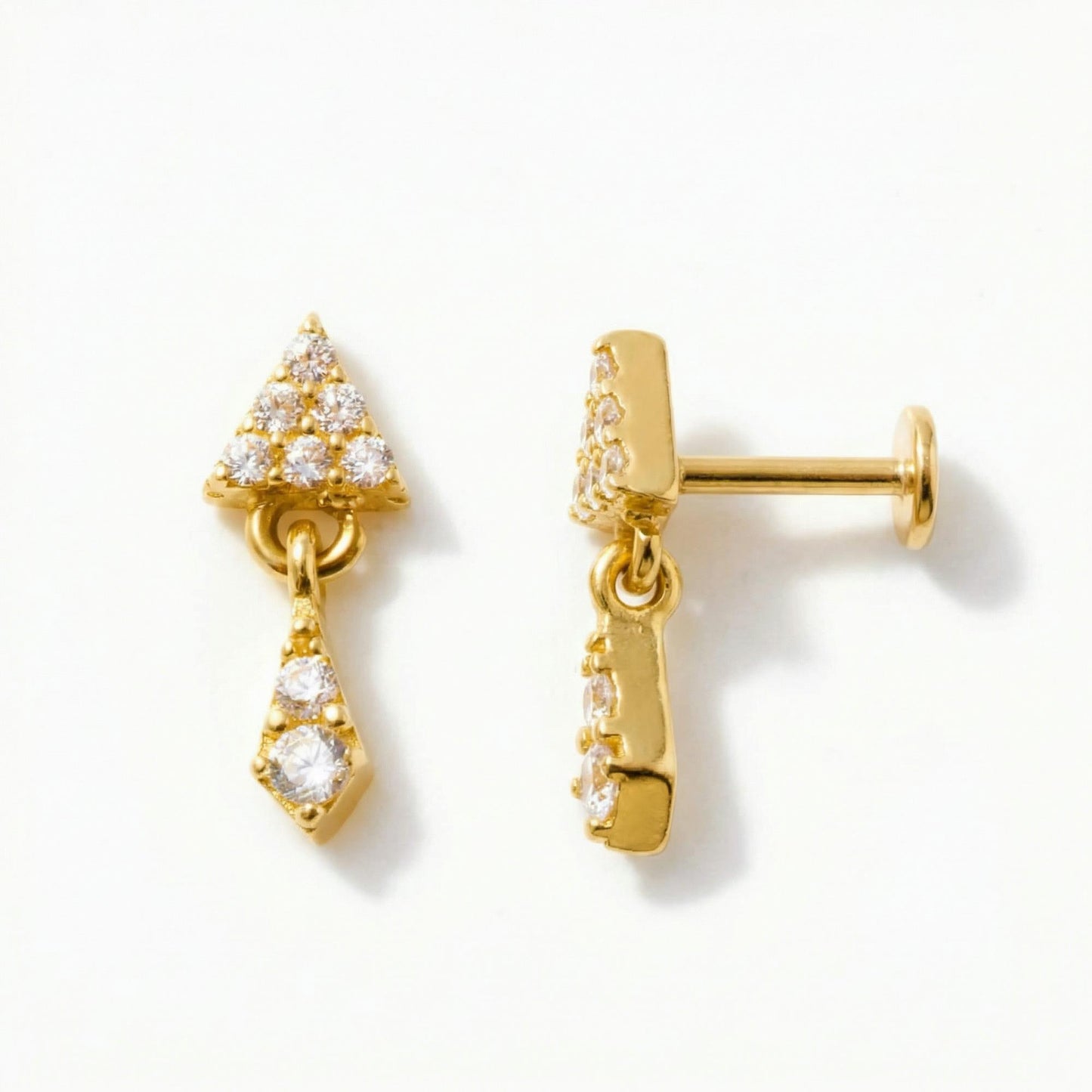 Tiangle Dangle Flat Back Piercing Stud