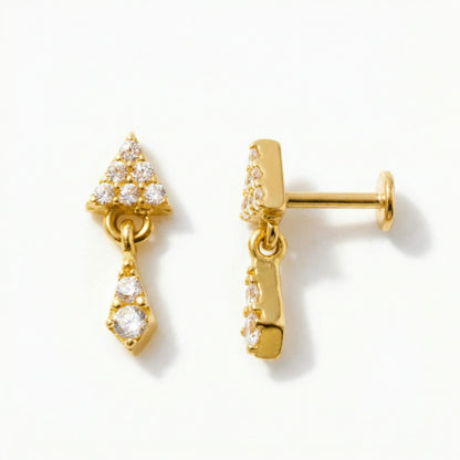 Tiangle Dangle Flat Back Piercing Stud