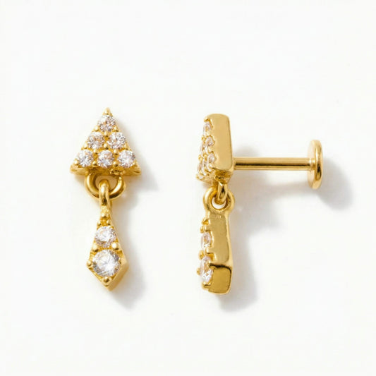 Tiangle Dangle Flat Back Piercing Stud