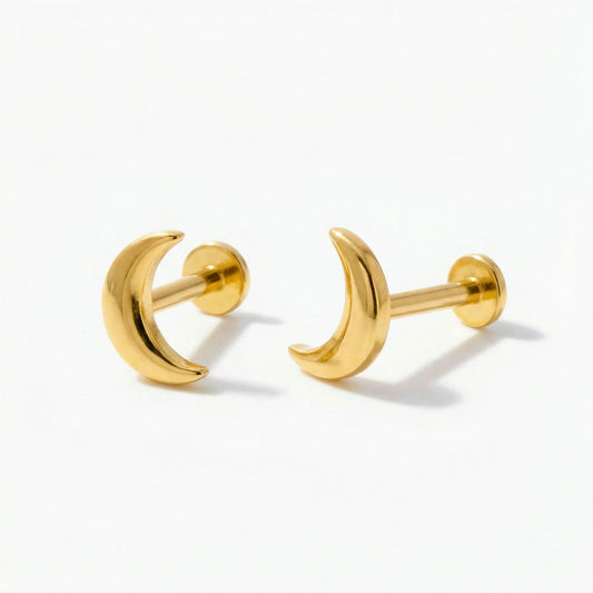Moon Piercing Threaded Stud Earring
