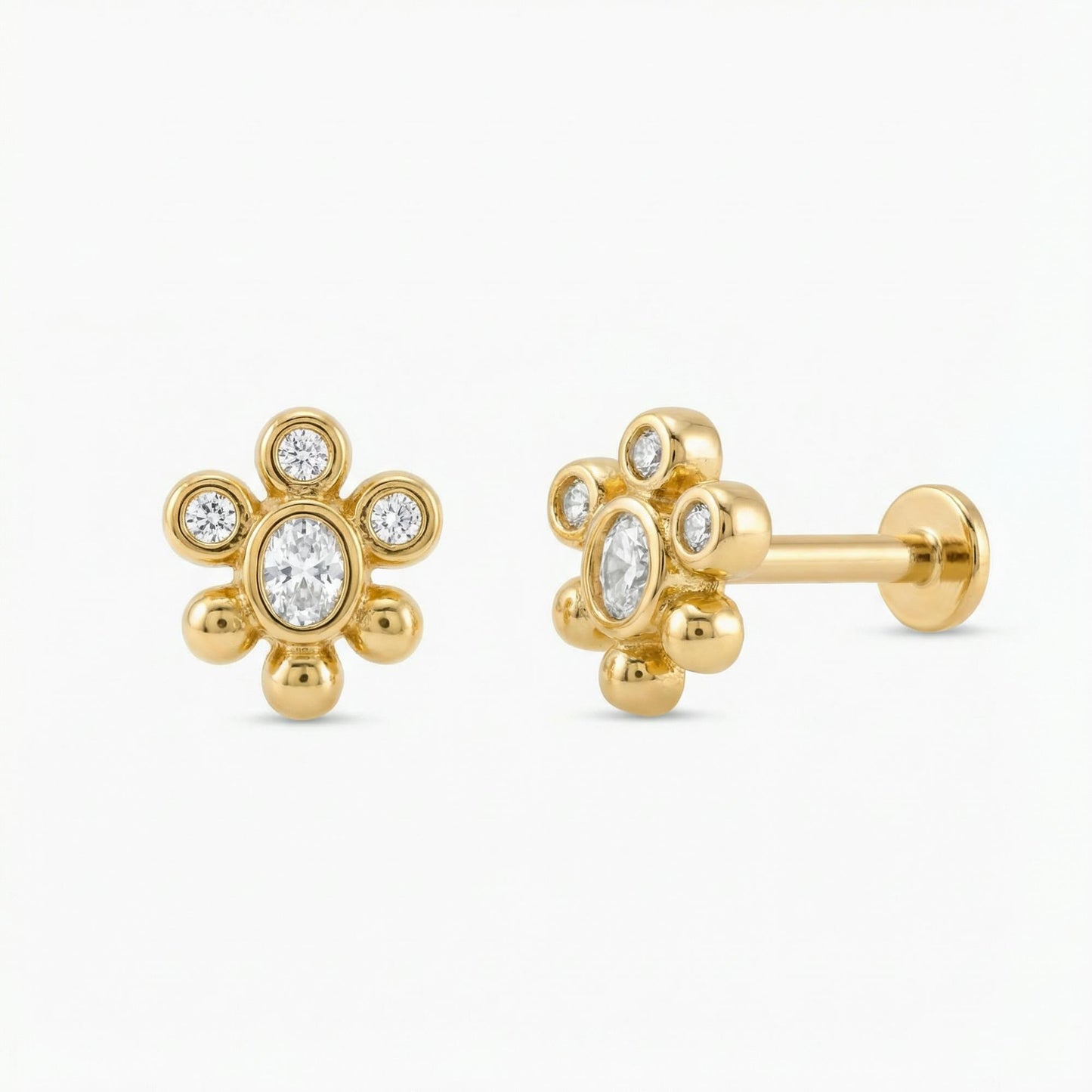 CZ Flower Helix Stud