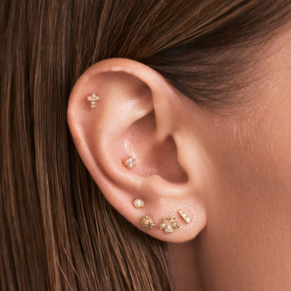 3 Stones Threaded Stud Earring