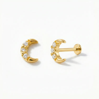 Crescent Moon Diamond Stud Earring
