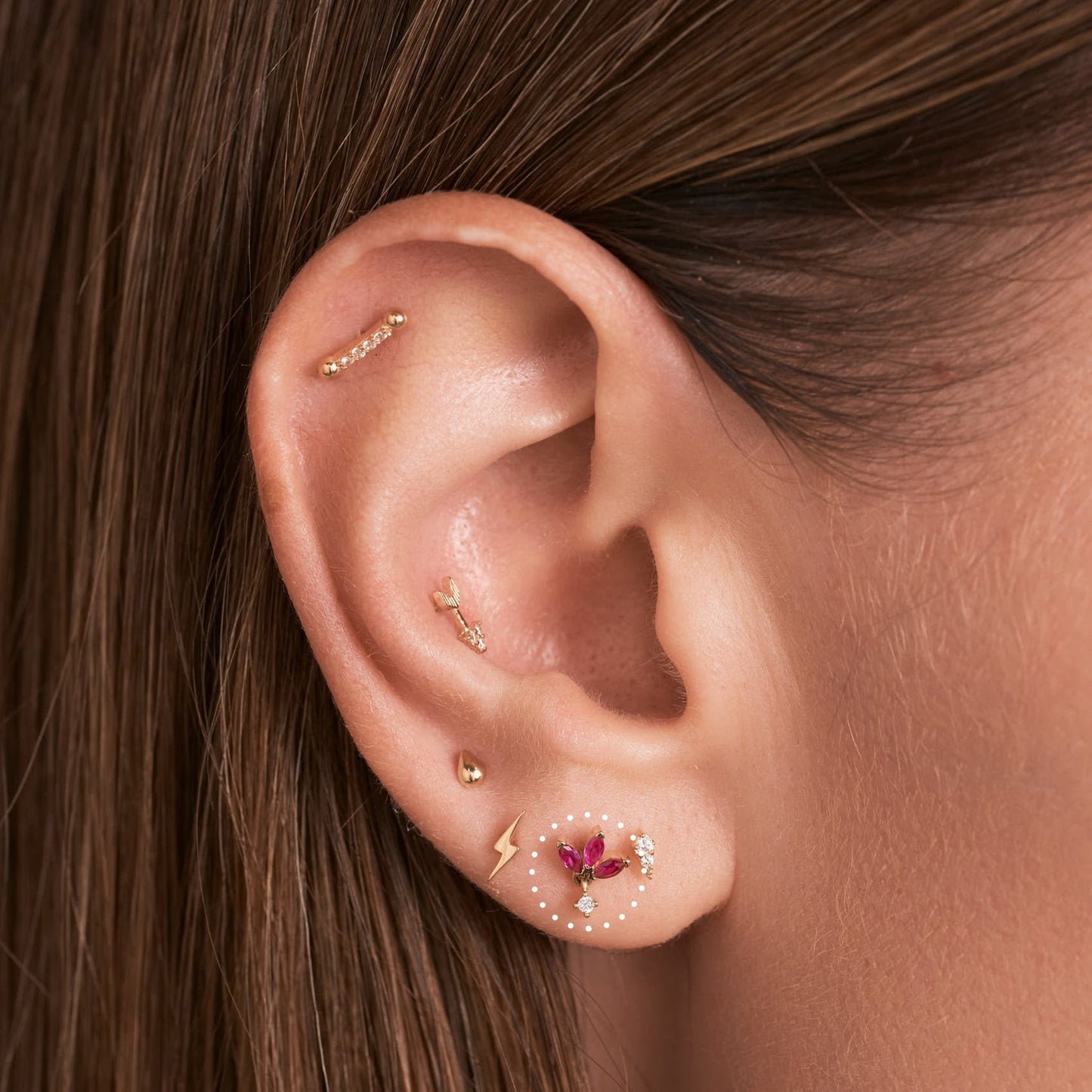 Marquise Flower Piercing Stud Earring