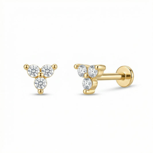 Trio Threaded Stud Earring