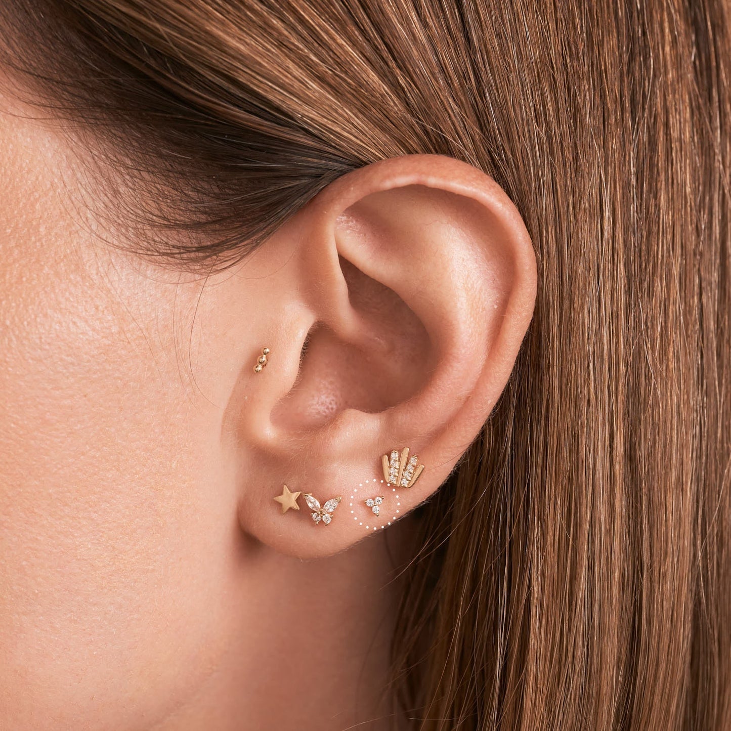 Trio Threaded Stud Earring
