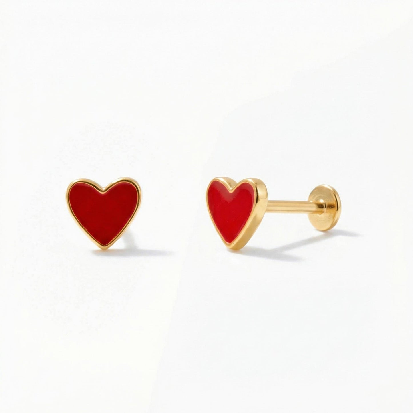 Red Heart Flat Back Piercing Stud