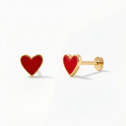 Red Heart Flat Back Piercing Stud