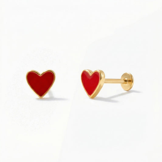 Red Heart Flat Back Piercing Stud