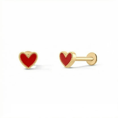 Red Heart Stud Earring