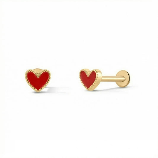 Red Heart Stud Earring