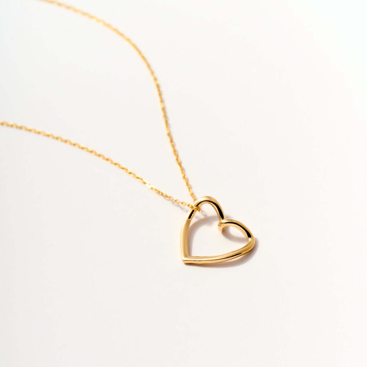 Open Heart Necklace in 14k Solid Gold