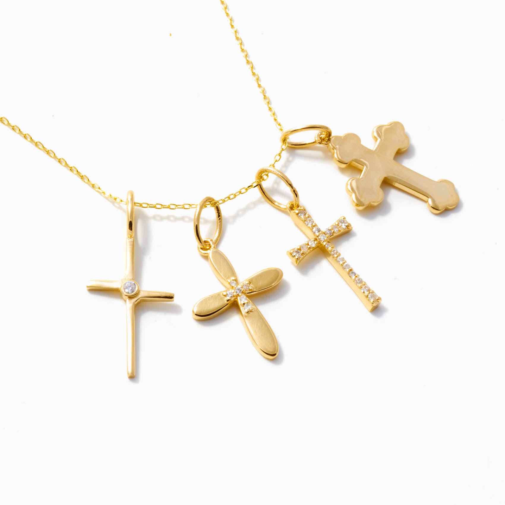 Side Cross with Diamond Accent Charm