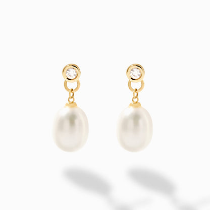 Pearl Drop Earrings in 14K Solid Gold