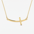 Sideways Curved Cross Necklace