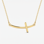 Sideways Curved Cross Necklace