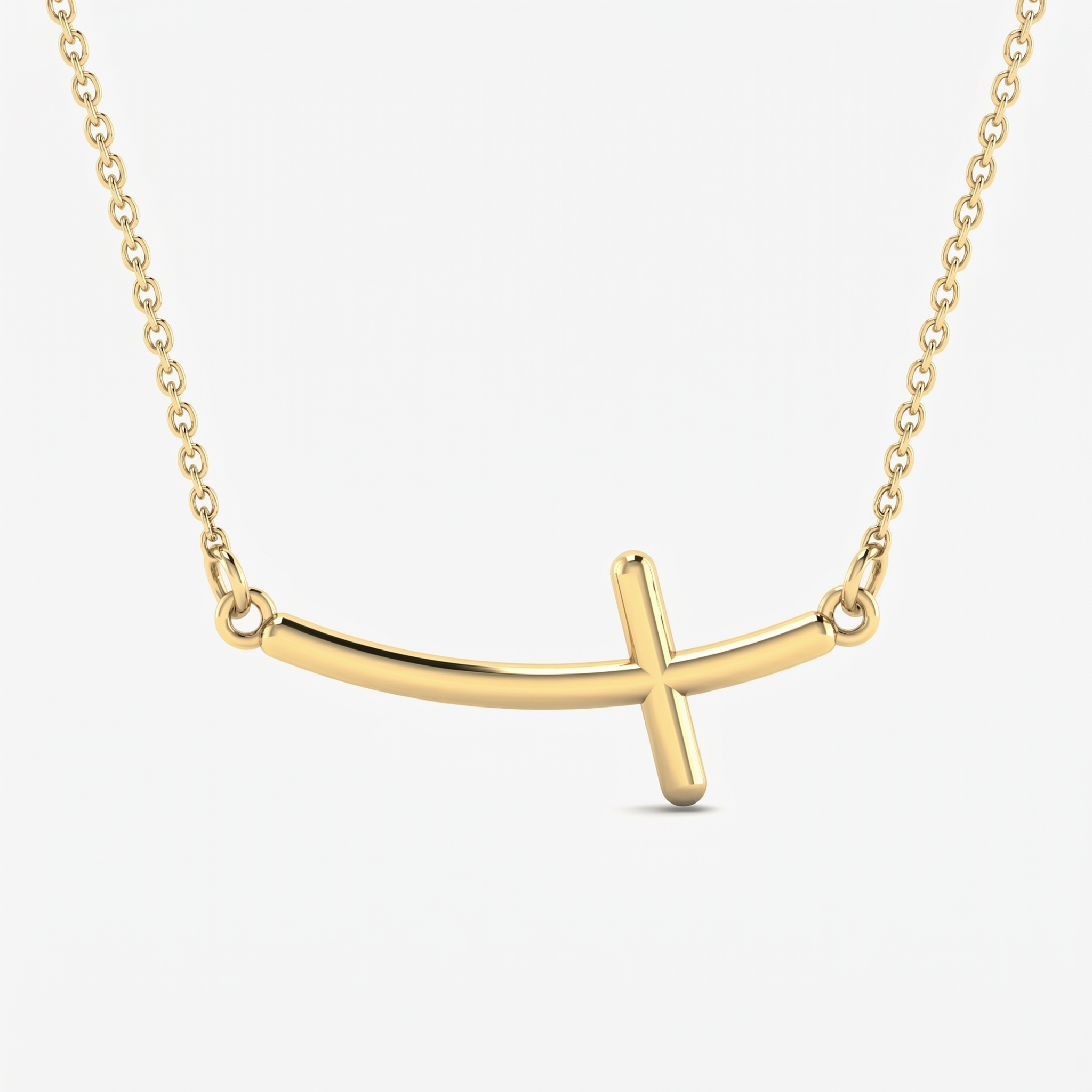 Sideways Curved Cross Necklace