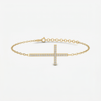 Diamond Pave Horizontal Cross Bracelet
