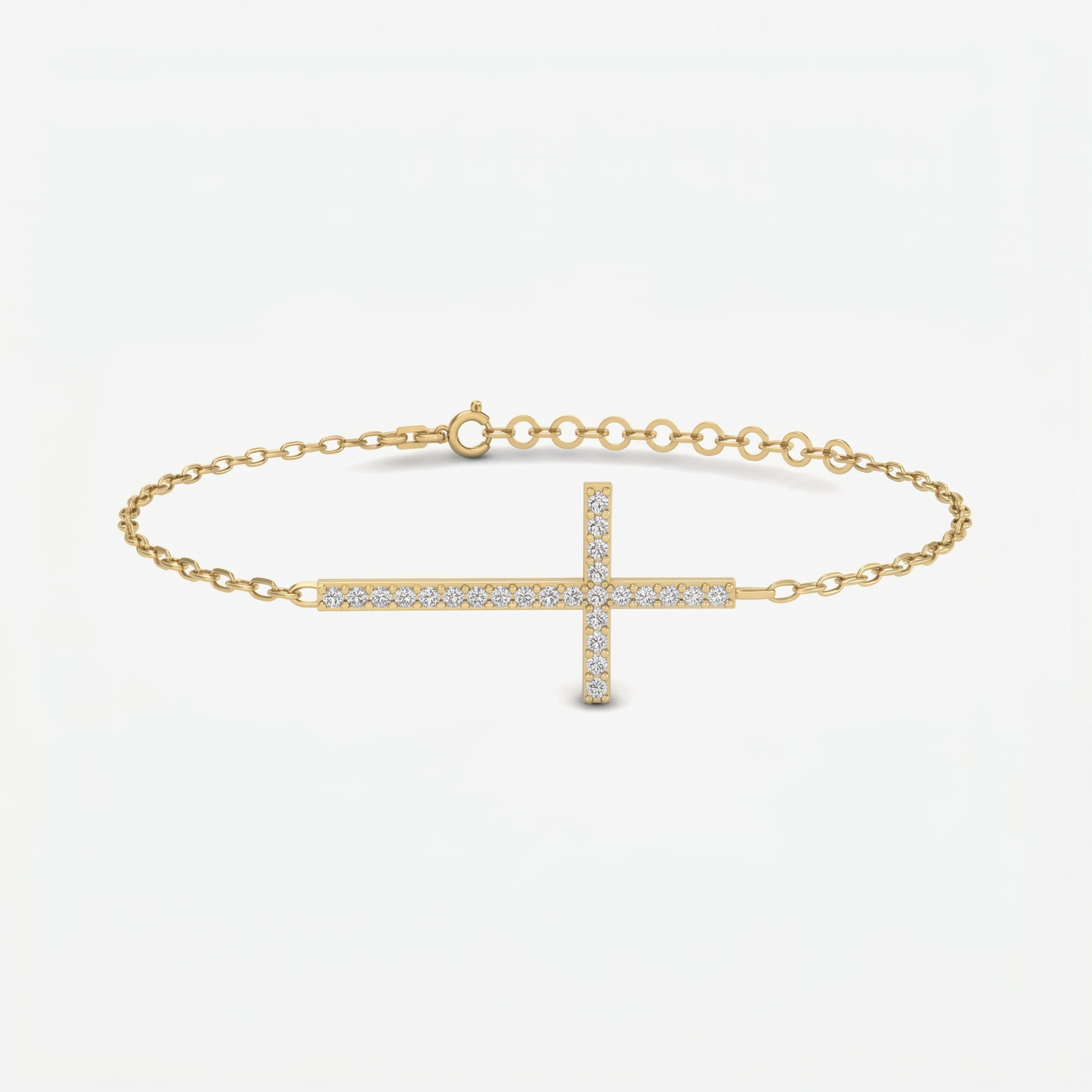 Diamond Pave Horizontal Cross Bracelet