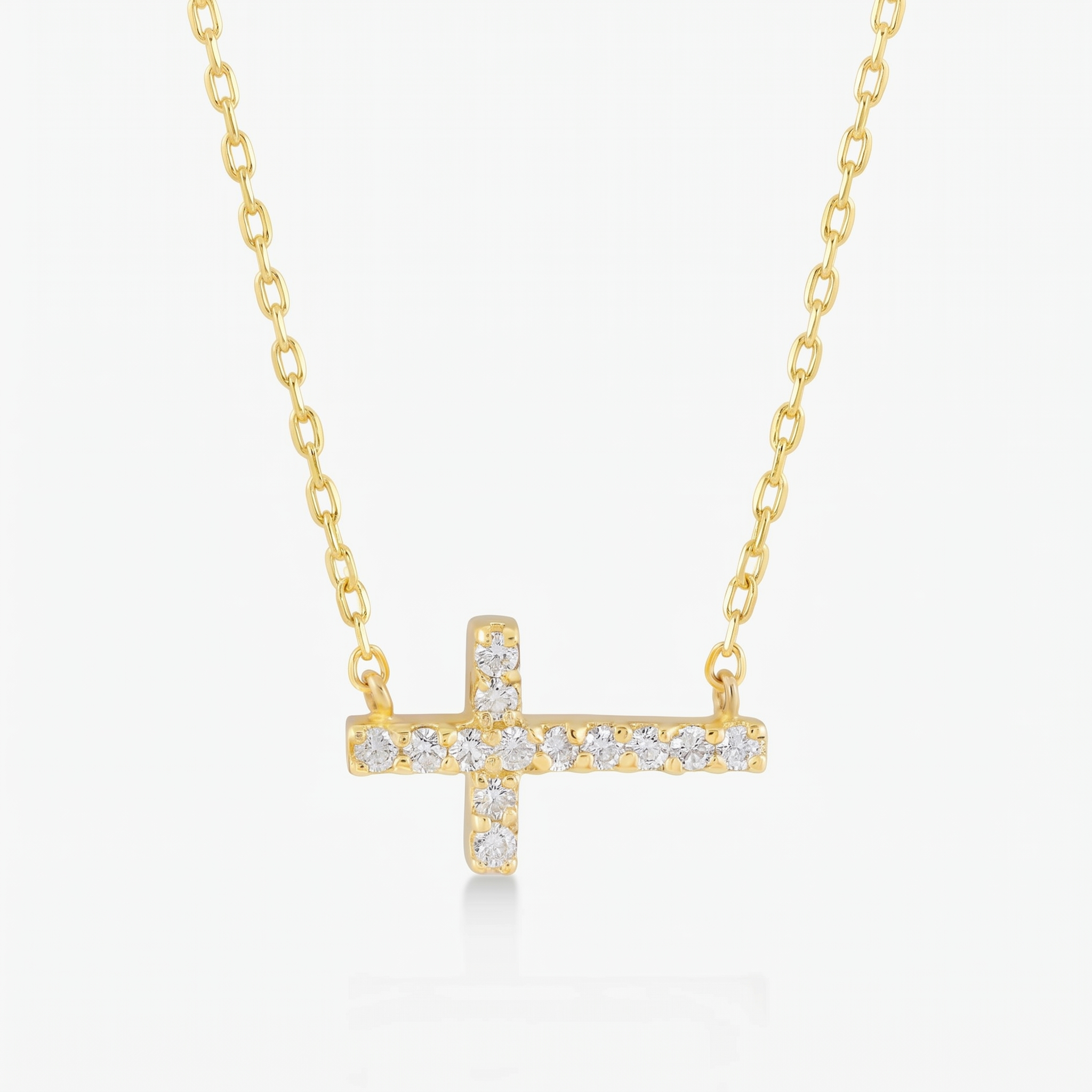 Diamond Horizontal Cross Necklace