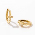 Mini Diamond Cross Hoop Earrings