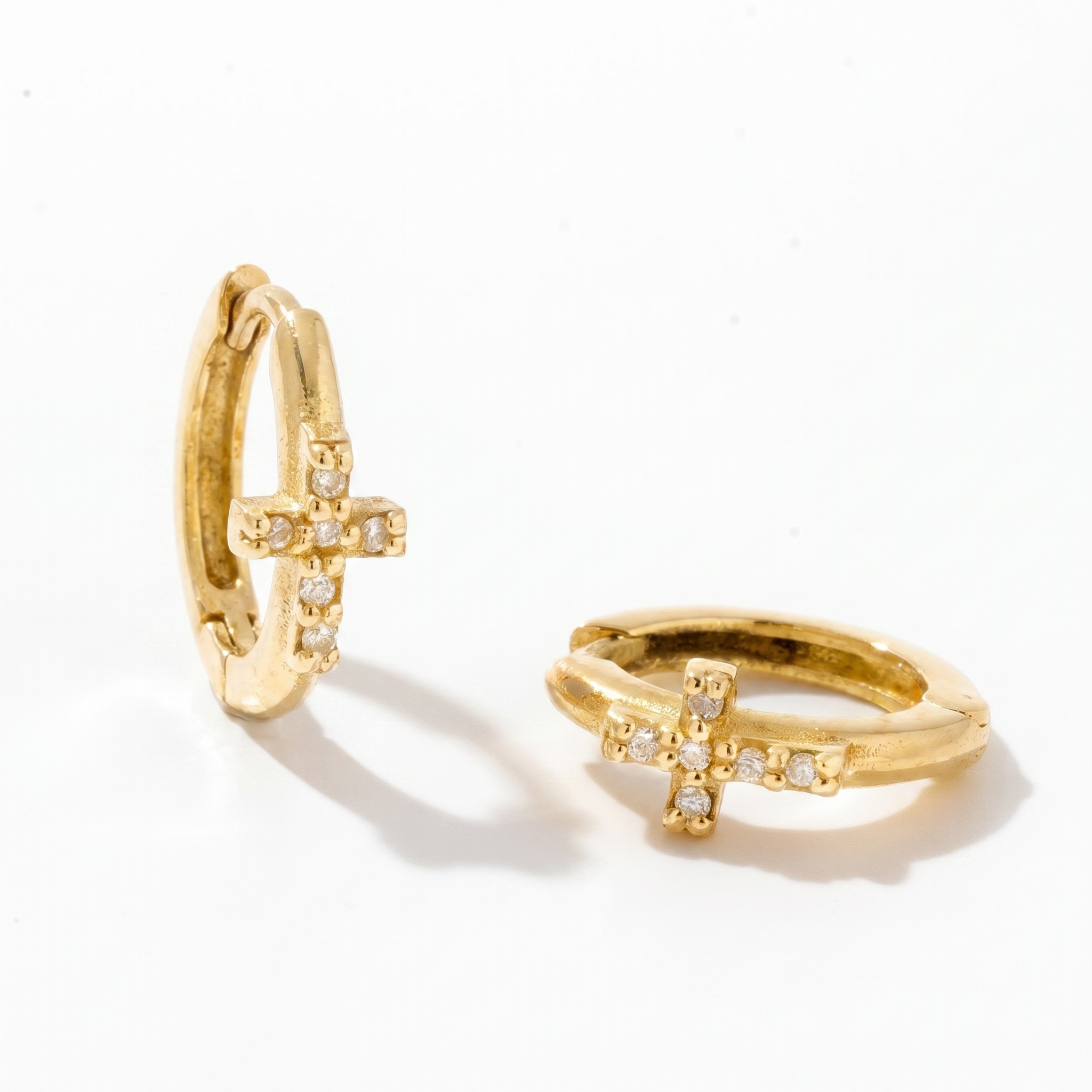 Mini Diamond Cross Hoop Earrings