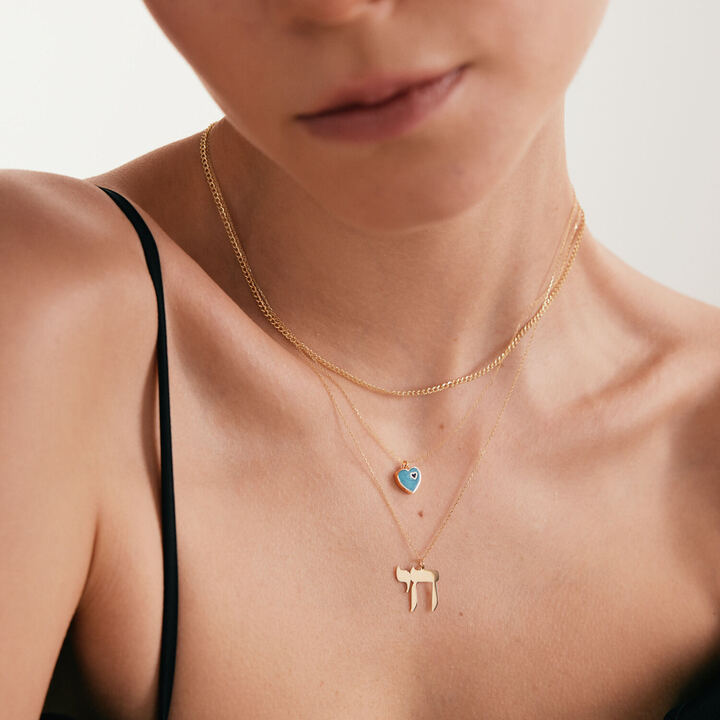 Hebrew Chai Necklace in 14K Solid Gold