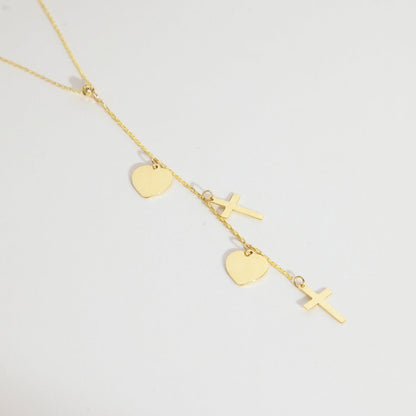 Crosses and Hearts Y-Necklace
