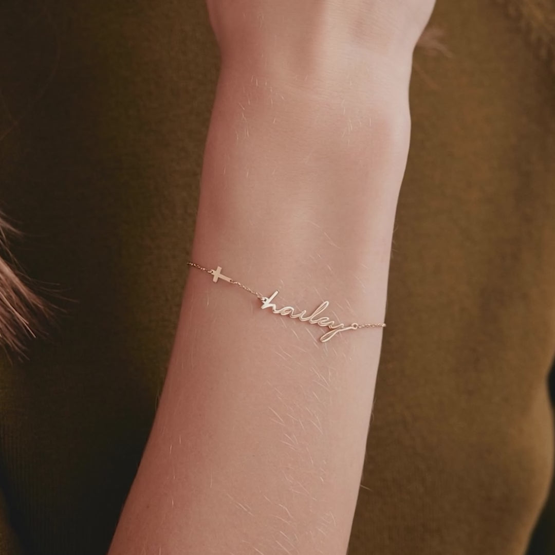 Custom Cross Name Bracelet