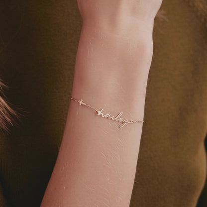 Custom Cross Name Bracelet