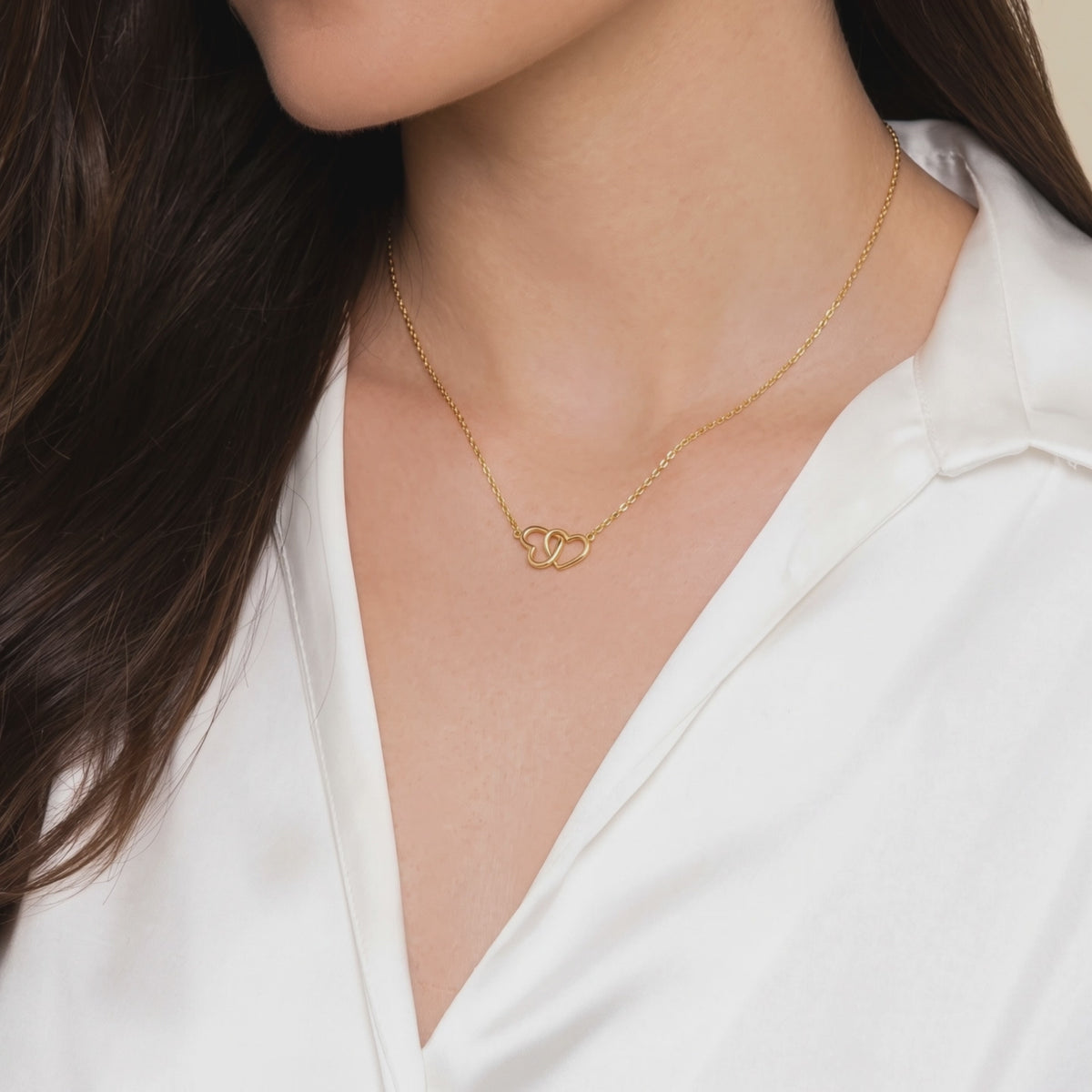 Dainty Interlocking Double Heart Necklace